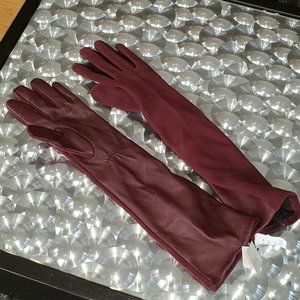 New Long Burgundy Gloves Mixed Leather Soft! S/M